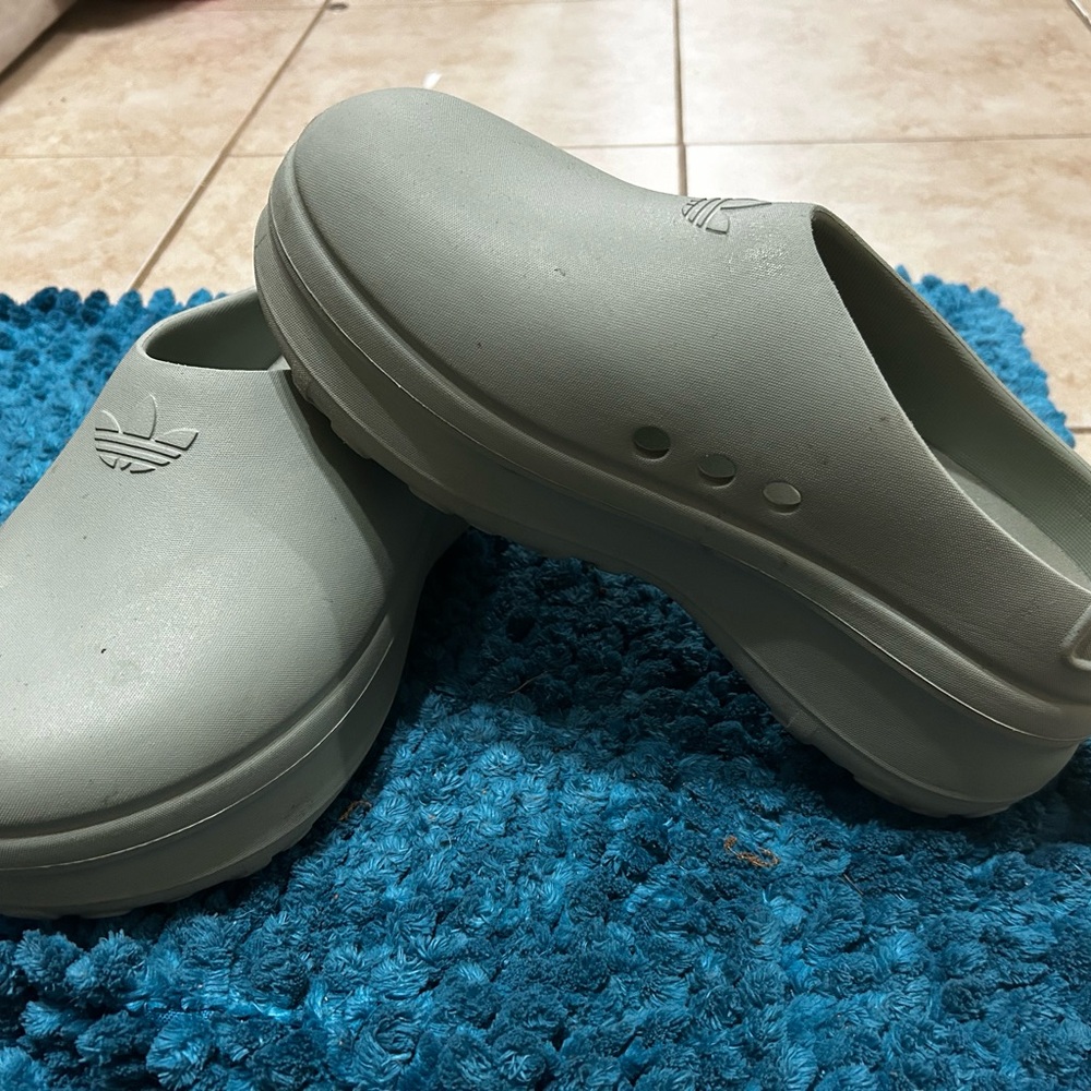 Adidas Sage Green Clogs